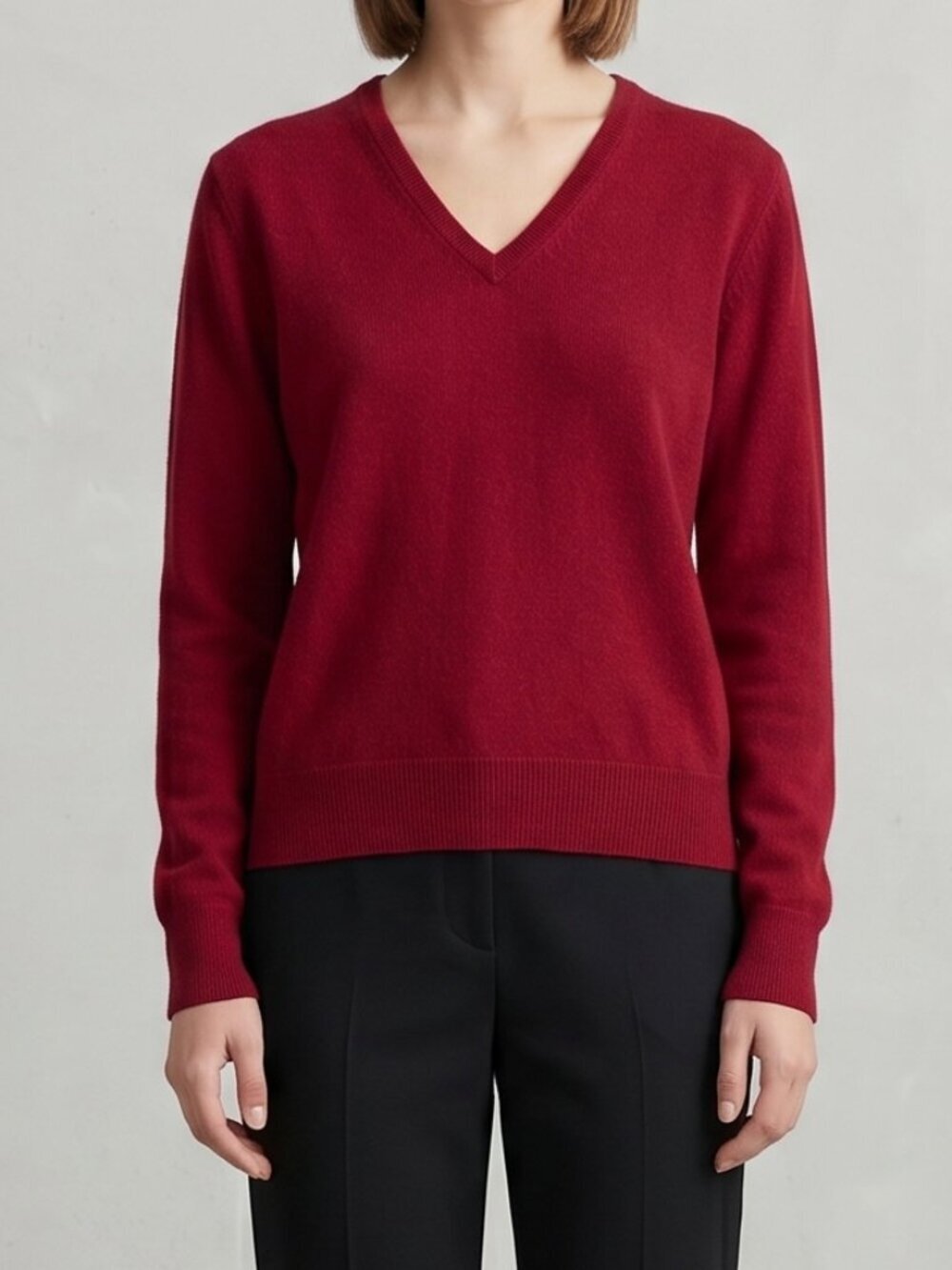 Vintage MacDougall 100% Pure Cashmere V-Neck Sweater Cranberry Red Scotland S